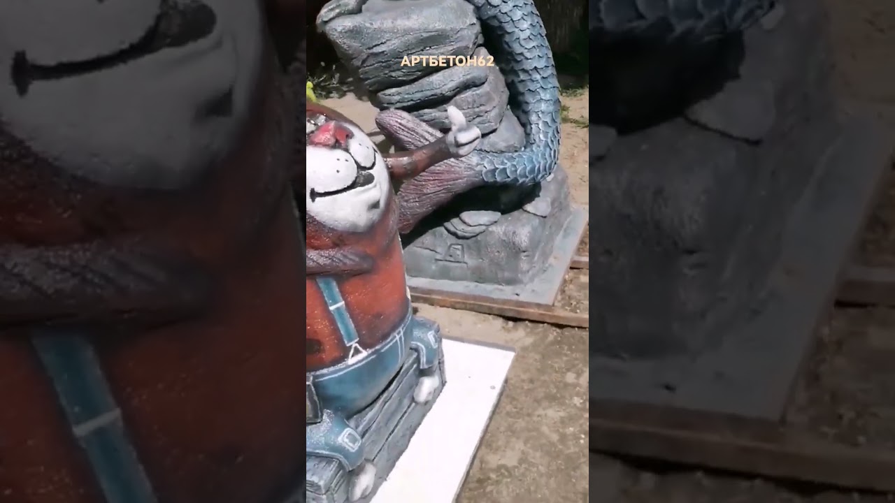 Скульптура из арт бетона. Кот из мультика 