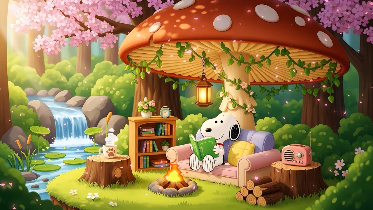 Cozy Mushroom Cabin with Snoopy 🍄Peaceful Lofi Beats to Chill 🌿Soft Lofi Study Session