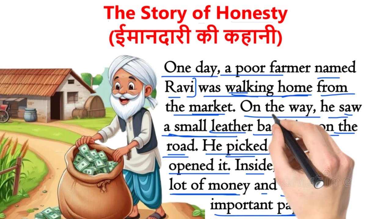 The Story of Honesty | ईमानदारी की कहानी | इंग्लिश सीखे स्टोरी से | English Story Hindi Translation
