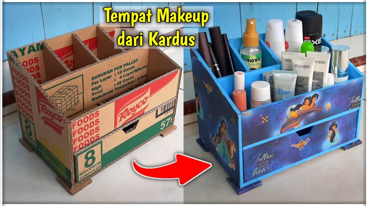 Kerajinan dari Kardus | Cara Membuat Tempat Makeup dari Kardus