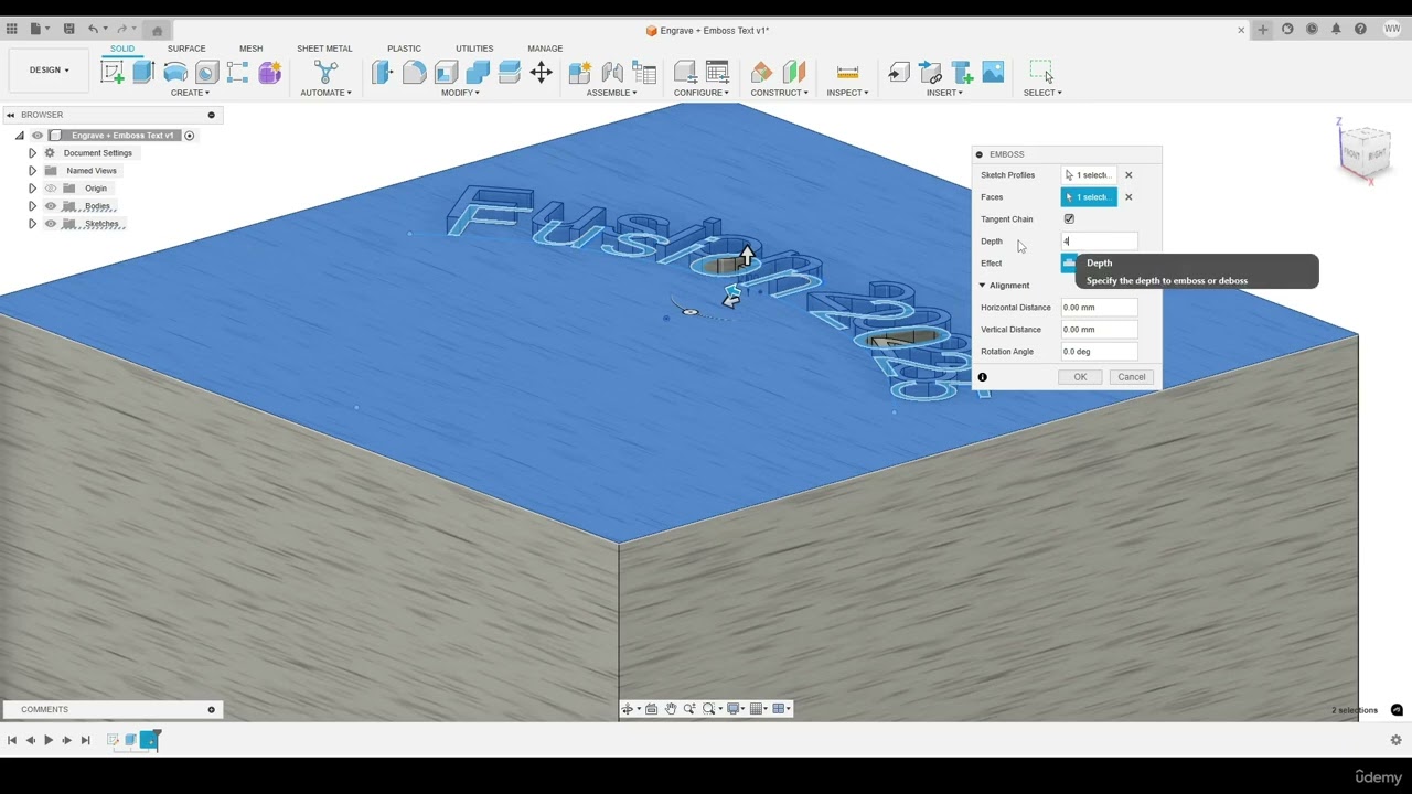 How to Engraving Embossing Bodies In Fusion 360 || Autodesk Fusion 360 Training Tutorial 28