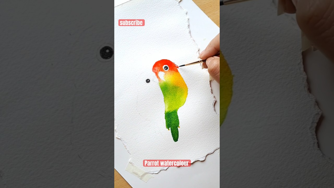 Cool satisfying watercolour painting Parrots 🦜 #subscribe #art #drawing #fypシ ❤️#parrot #painting