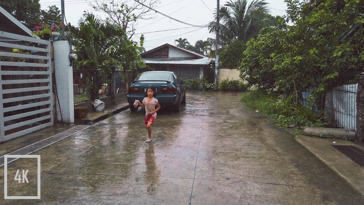Relaxing Walk in Heavy Downpour│Binaural ASMR Sound │#TyphoonCrising