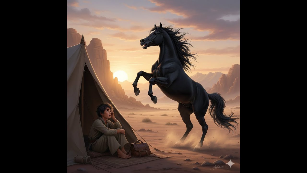 Omar's Magical Bond with Adham the Black Horse |Story#KidsStories #HorseAdventure #AnimalFriendship