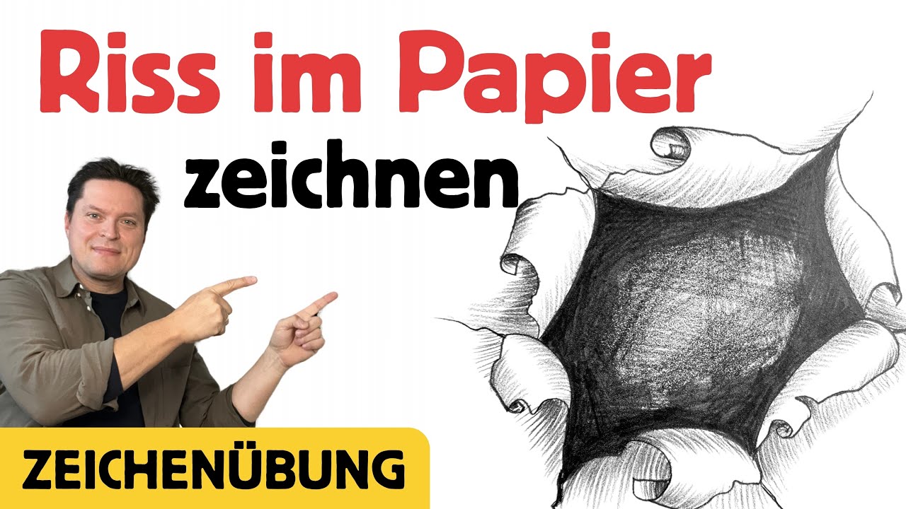 Riss im Papier zeichnen Tutorial - Komplette Zeichenübung