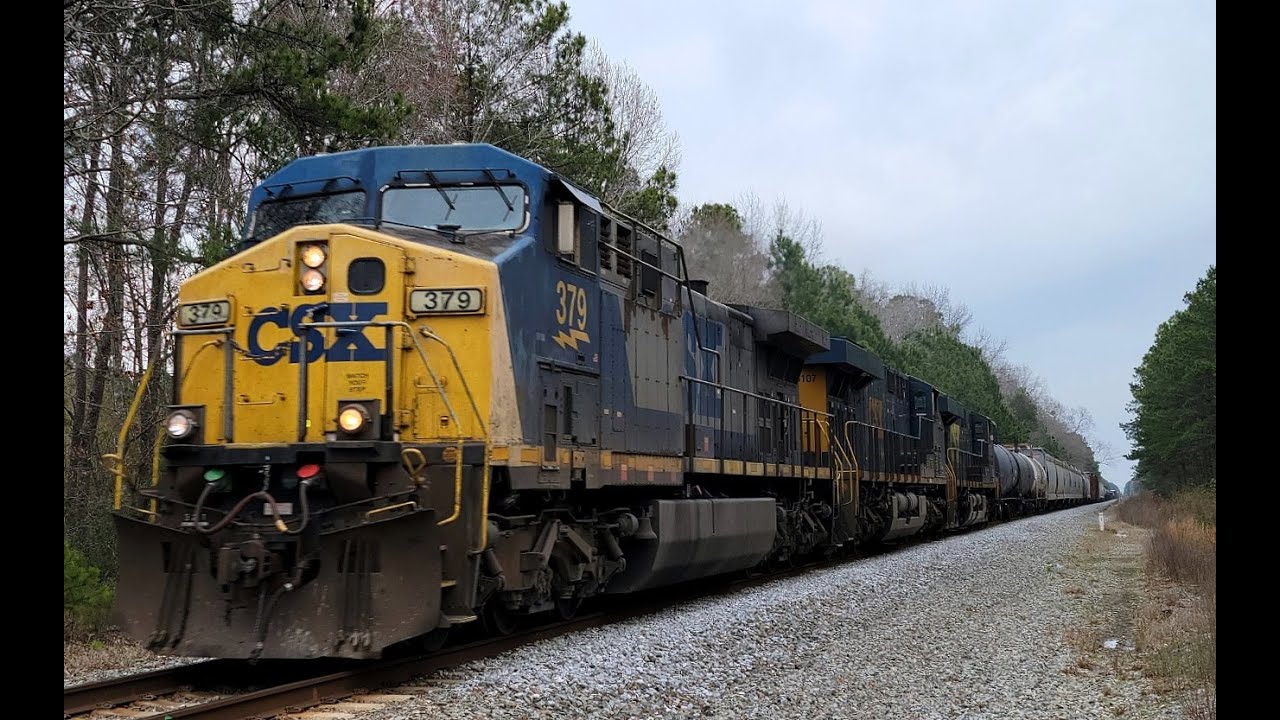 3 CSX Trains at Cartertown Rd in Richmond Hill, GA
