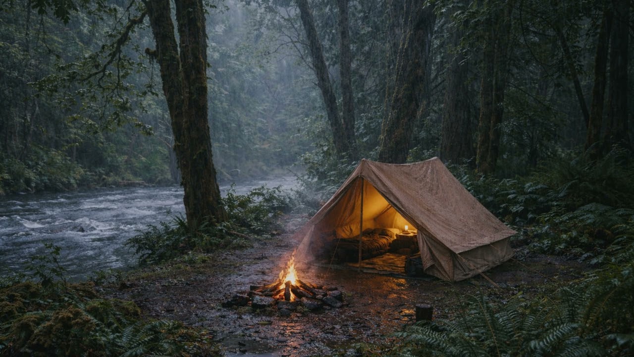 Rain outside, peace inside the tent. Nature’s music hits different while camping. ⛺💚