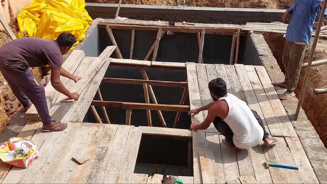 What is the Centring work Septic tank slab design Toilet Safety tank  centreing kaise karen