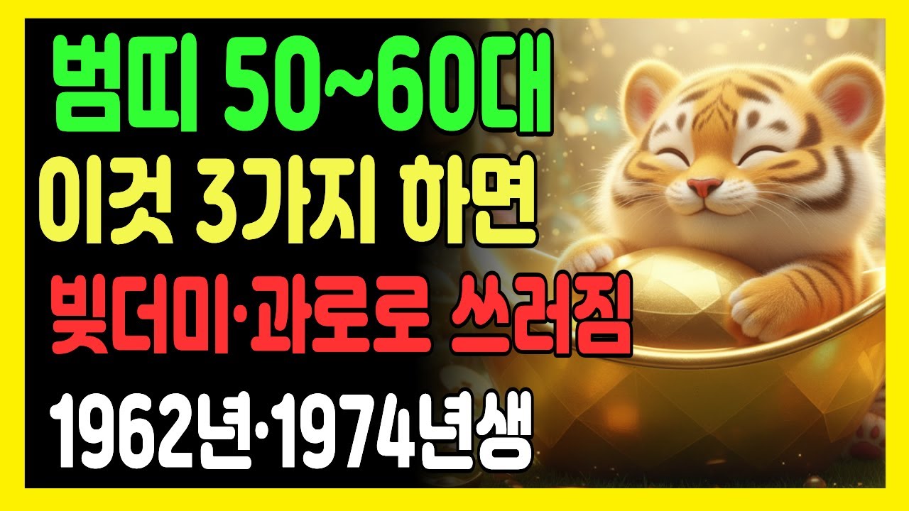호랑이띠 50~60대, 이것 3가지 하면 빚더미 앉고 과로로 쓰러집니다 (1962년·1974년생 필수)