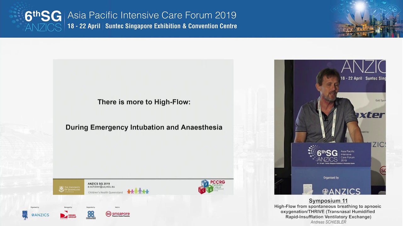 SG-ANZICS 2019: High-Flow from spontaneous breathing to apnoeic oxygenation/THRIVE