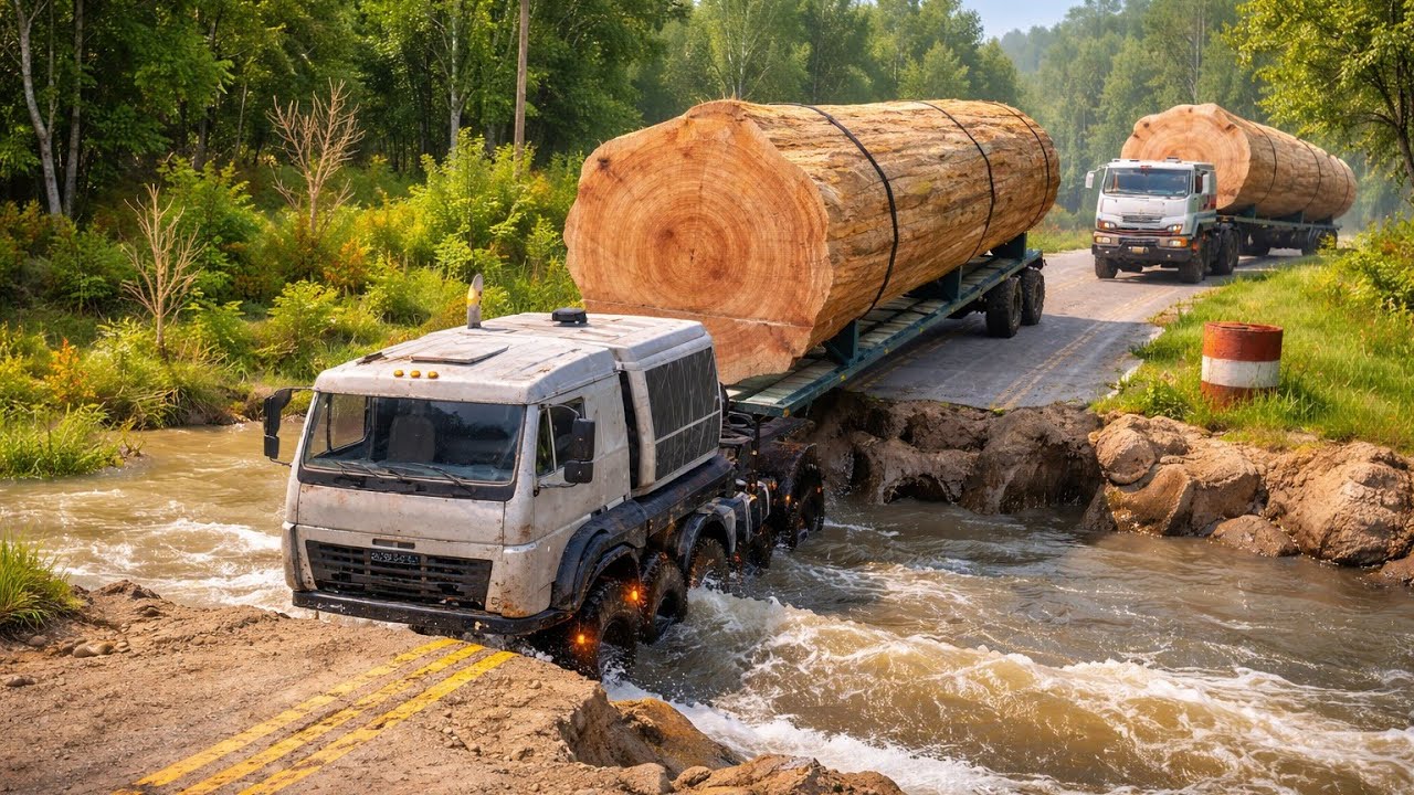 Heavy Logging Truck Crossing River Bridge | BeamNG Drive Gameplay 