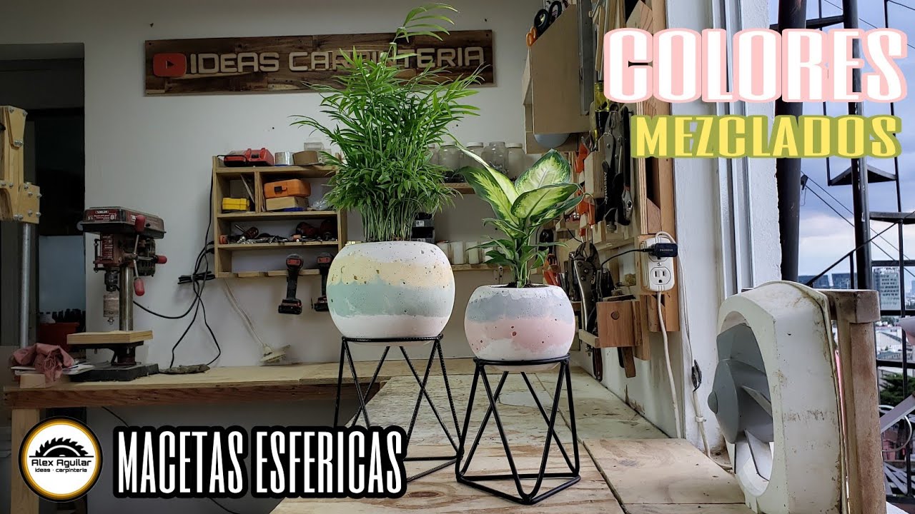 Como hacer macetas esfericas, con colores mezclados.