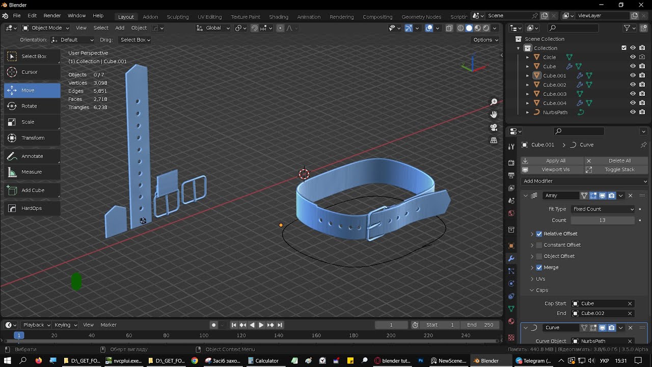 робимо процедурний пасок масивом #blender