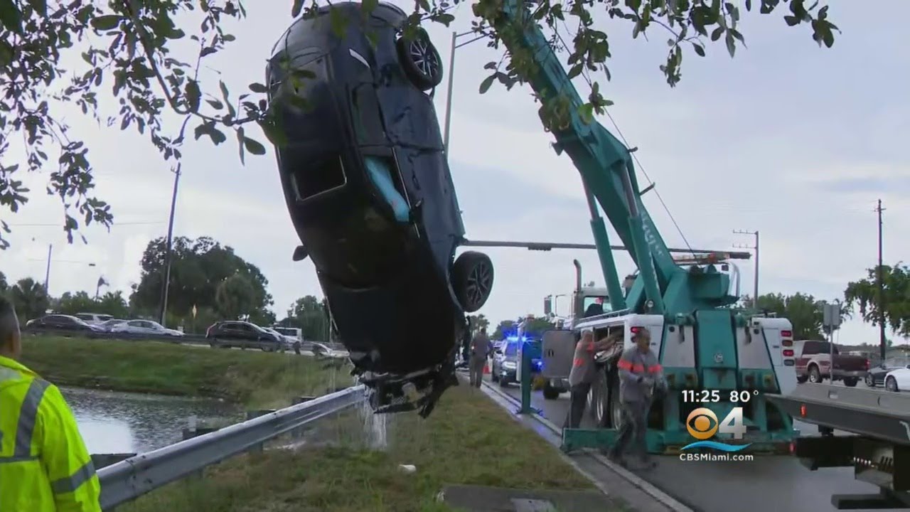 Car Crashes Into Northwest Miami-Dade Canal After Hit-and-Run