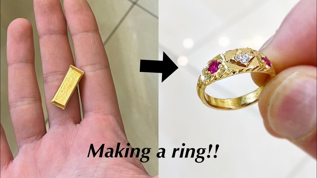 Making a Traditional 3 Stone Ladies Ring - Gold Jewelry Making - How it's Made - 4K Video