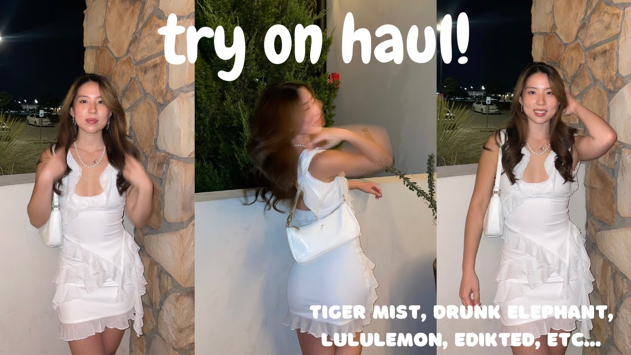 try on haul 🤍 tiger mist, edikted, lululemon, and more!