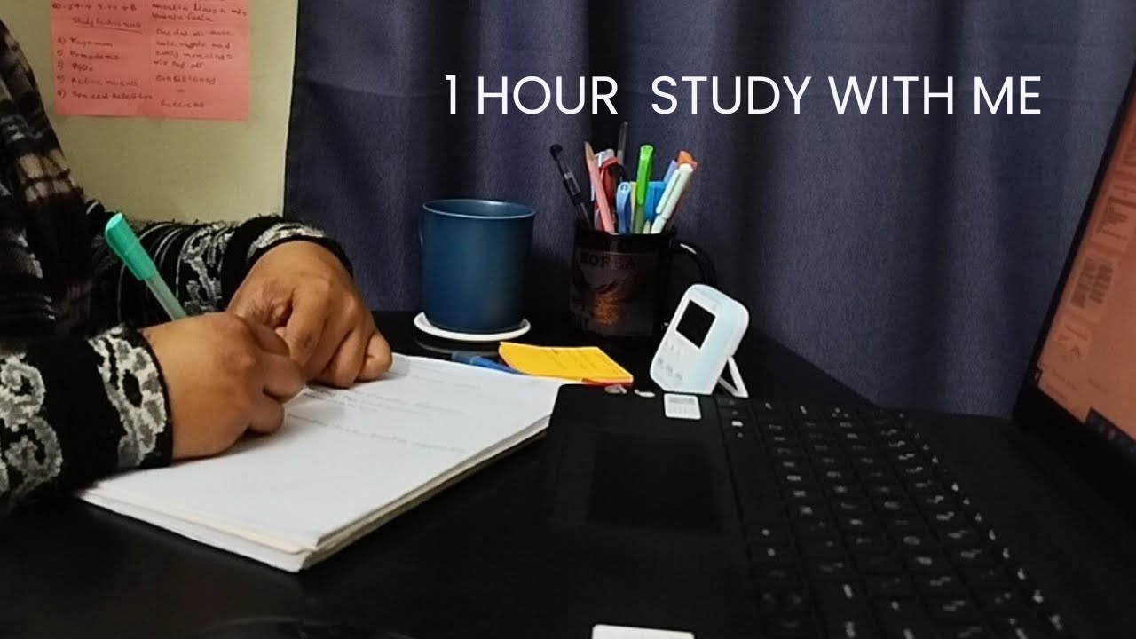 1 hour study with me📚, calming piano music, real time + countdown, no breaks.