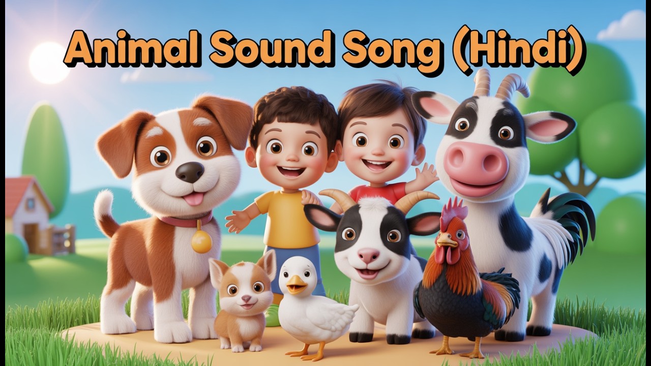 Animal Sounds in Hindi | कुत्ता भौं-भौं, बिल्ली म्याऊँ | Kids Song