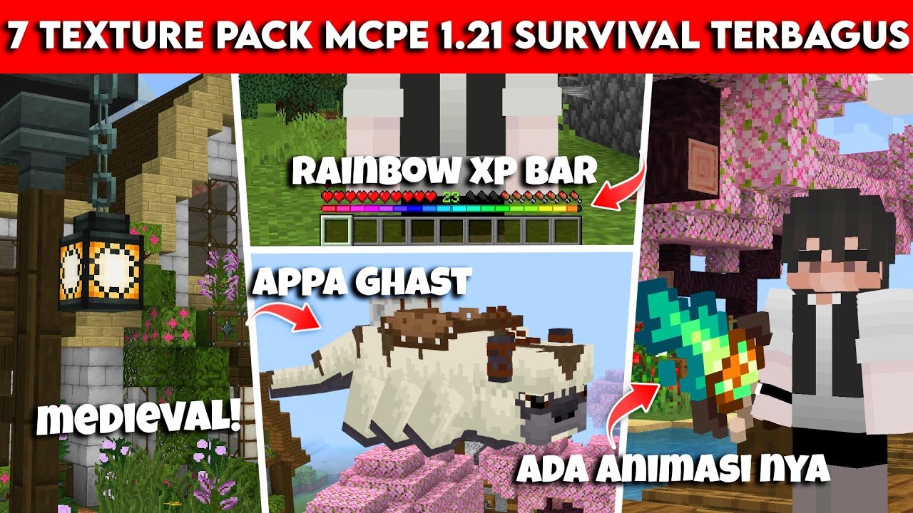 7 TEXTURE PACK MCPE 1.21 TERBAIK & PALING MEMPERINDAH SURVIVAL MINECRAFT