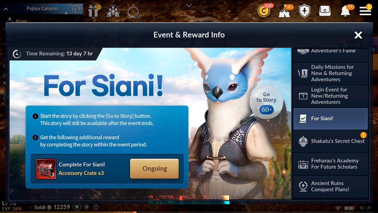 Black Desert Mobile For Siani Prepared for Siani