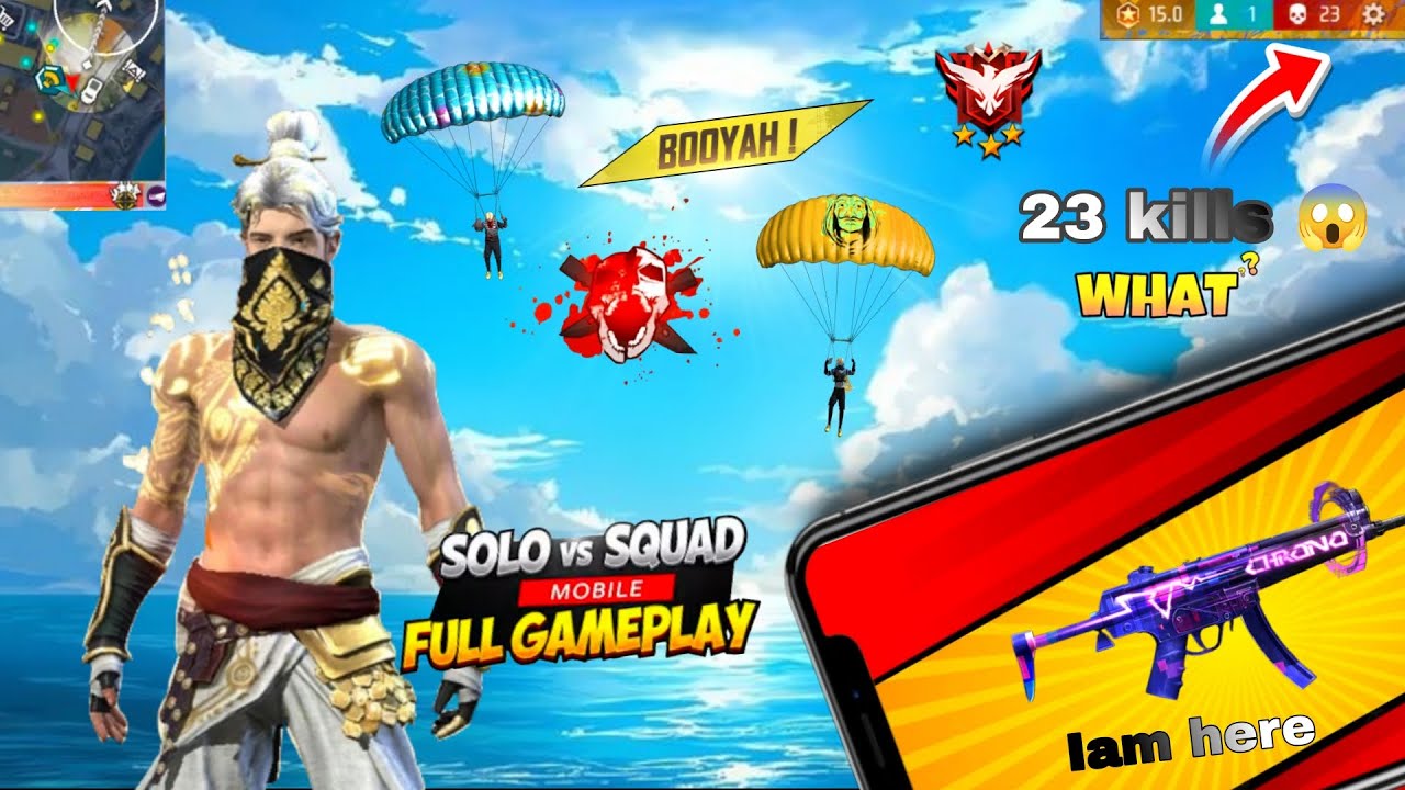 Mp5+kord 99%headshot 🎯 23 kills 💪| Solo vs squad 💀 | Full mobile 📱 Gameplay 📈