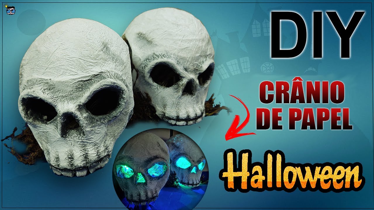 Como fazer crânios decorativos de papel (Simples e fácil) - DIY HALLOWEEN