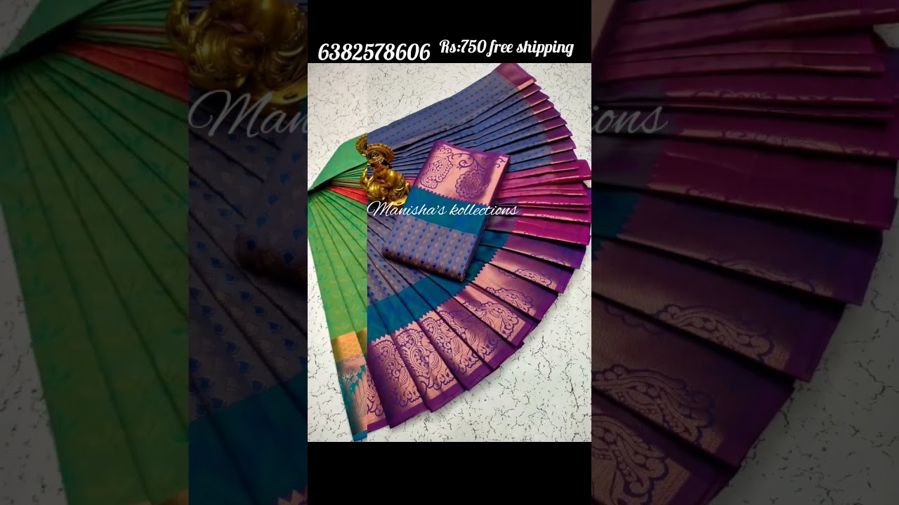 Karizma silk sarees#semisilk#contrastpallu#contrastblouse#allover#embossed#zariweaving#border#smooth