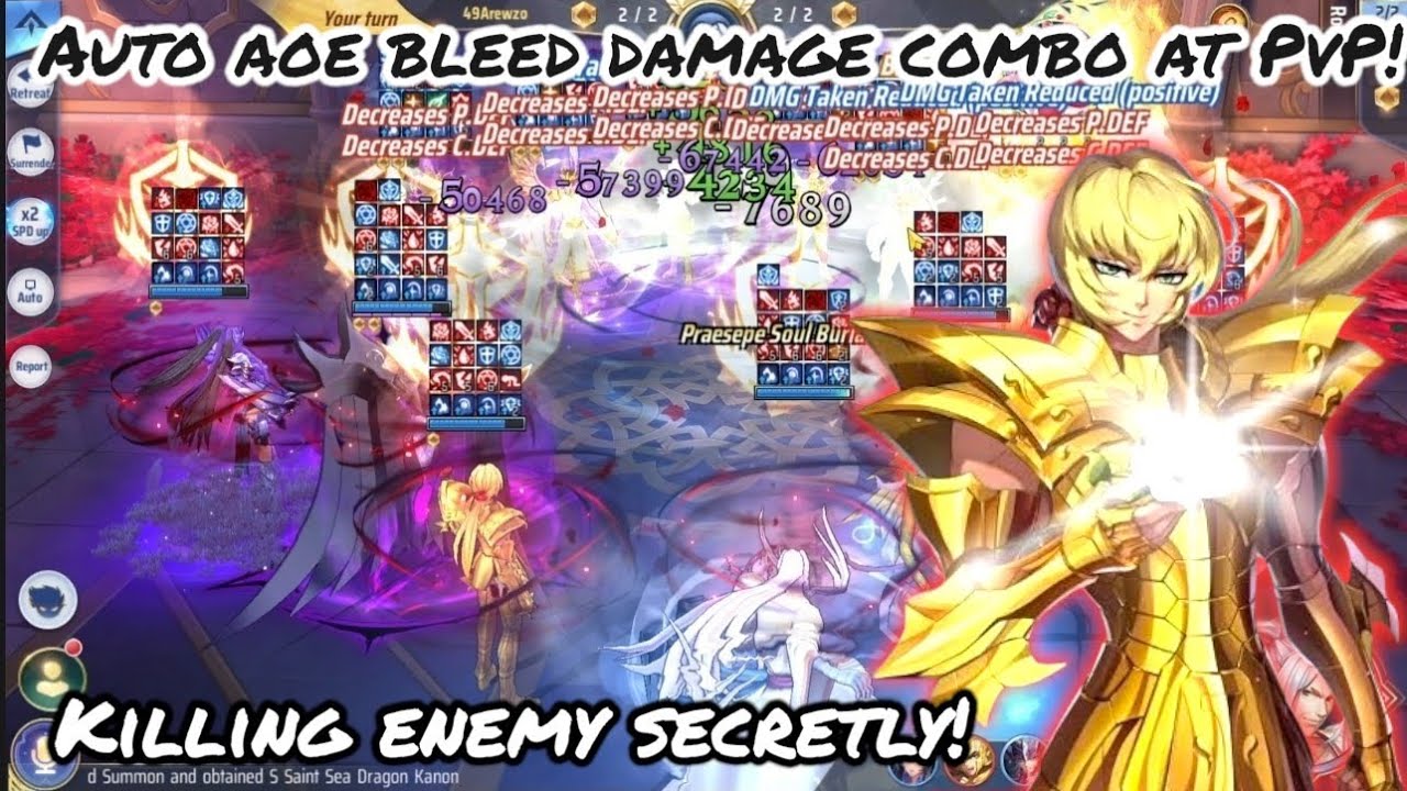 Saint Seiya: Awakening (KOTZ) - Cardinal Auto AOE Bleed Damage Combo at PvP! Killing Enemy Secretly!