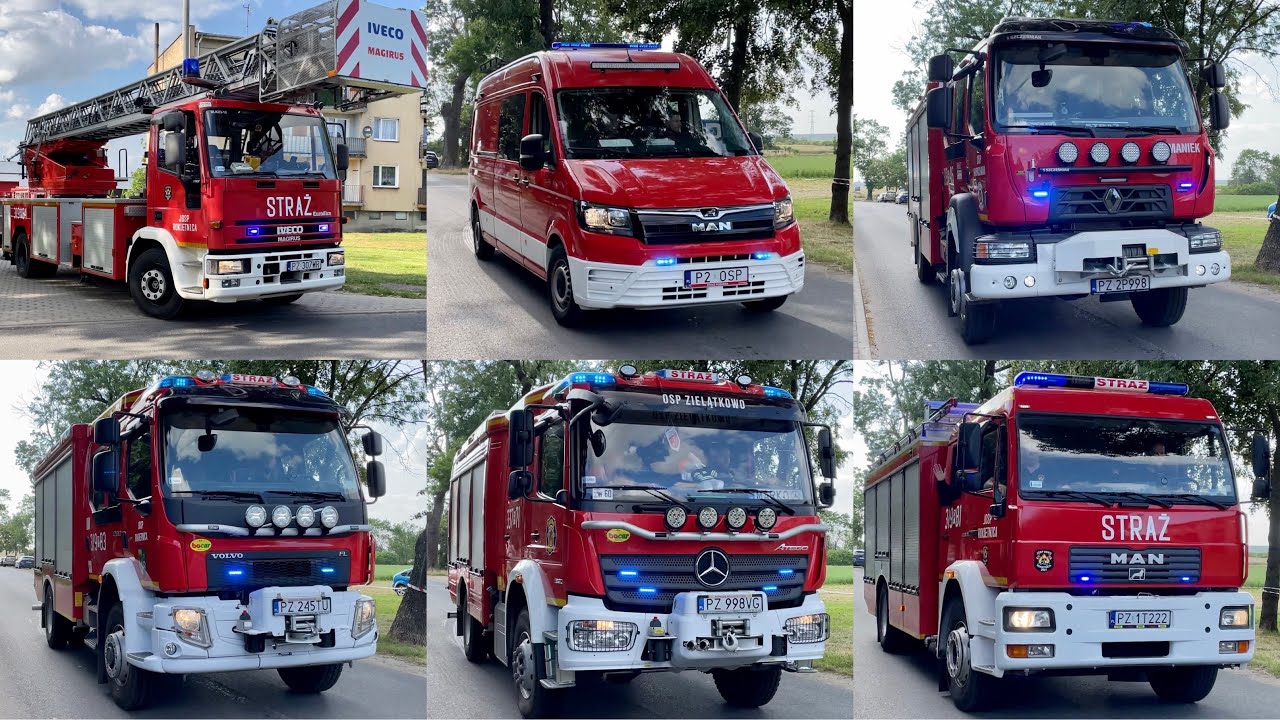MEGA TRĄBY! ALARMOWO 8 ZASTĘPÓW OSP! - odjazdy z powitania nowego wozu w Przybrodzie!