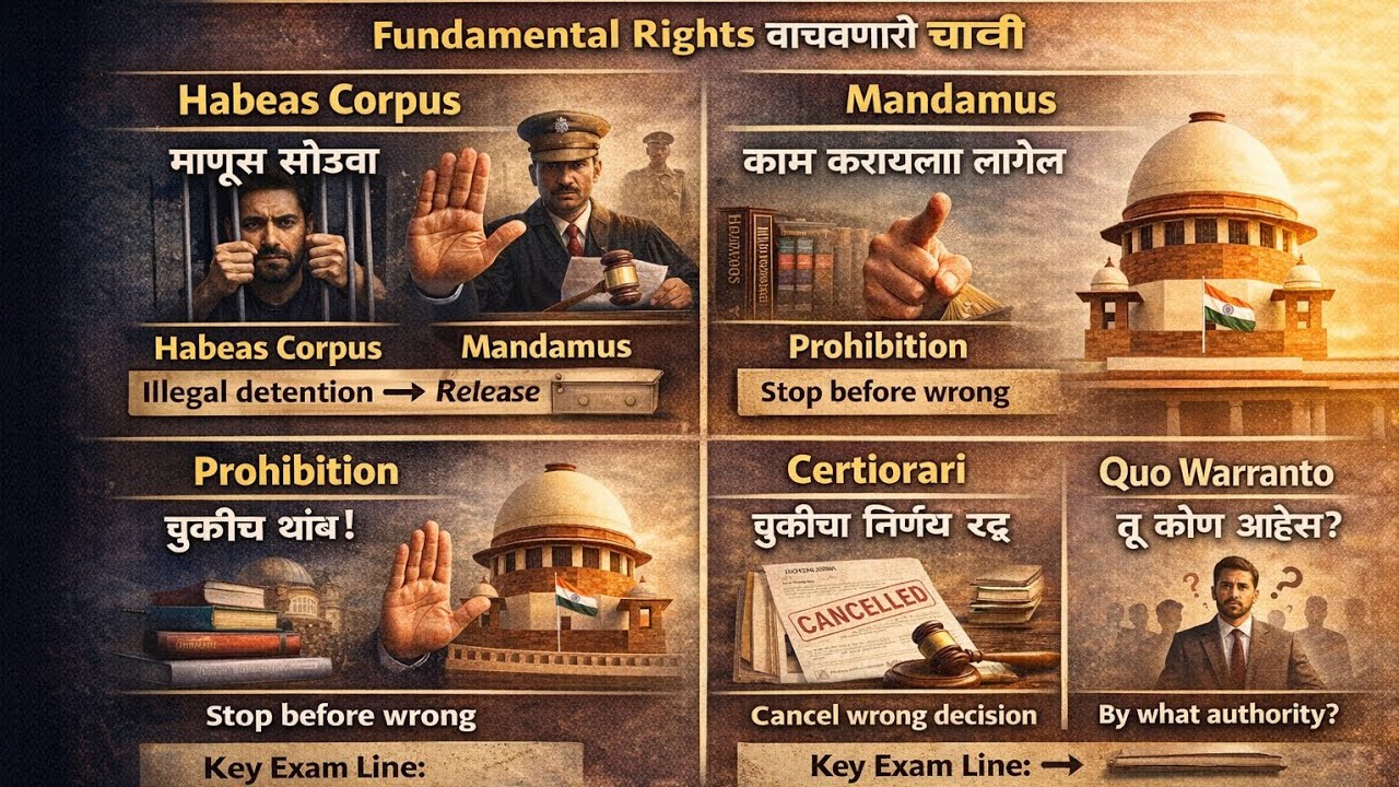 Polity | 5 Writs Complete + Article 33,34,35 Explained | Constitution Marathi | MPSC | Saralseva |