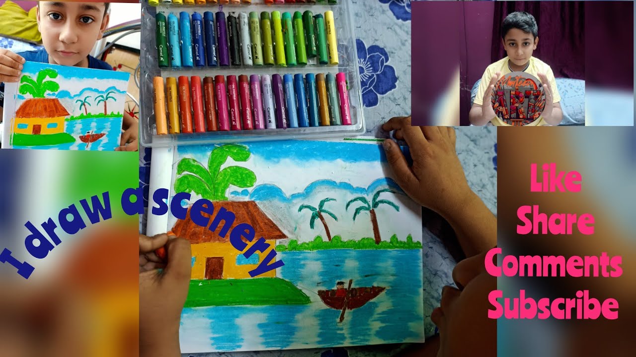 How to draw a simple scenery #scenery  #painting #drawing #mateen#art