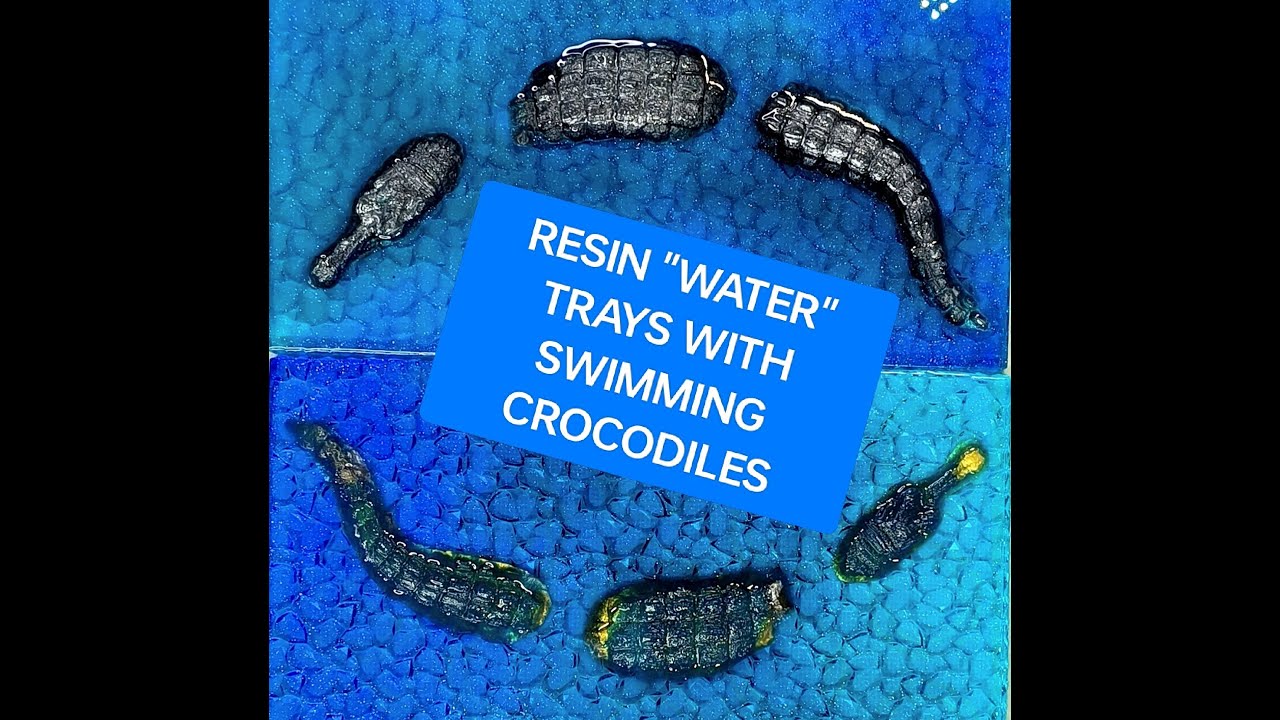 141-Resin Crocodile Trays With Resin Water Ripples