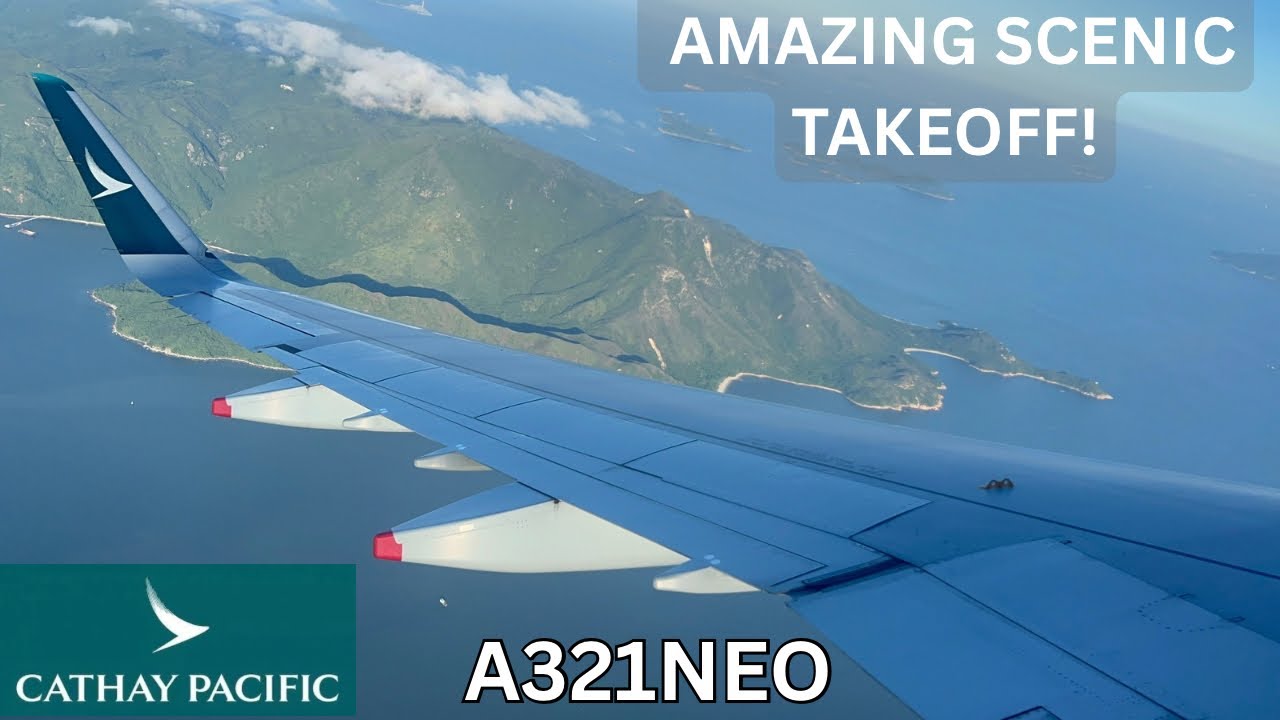 Cathay Pacific A321neo Take off and Departure - Hong Kong 25L