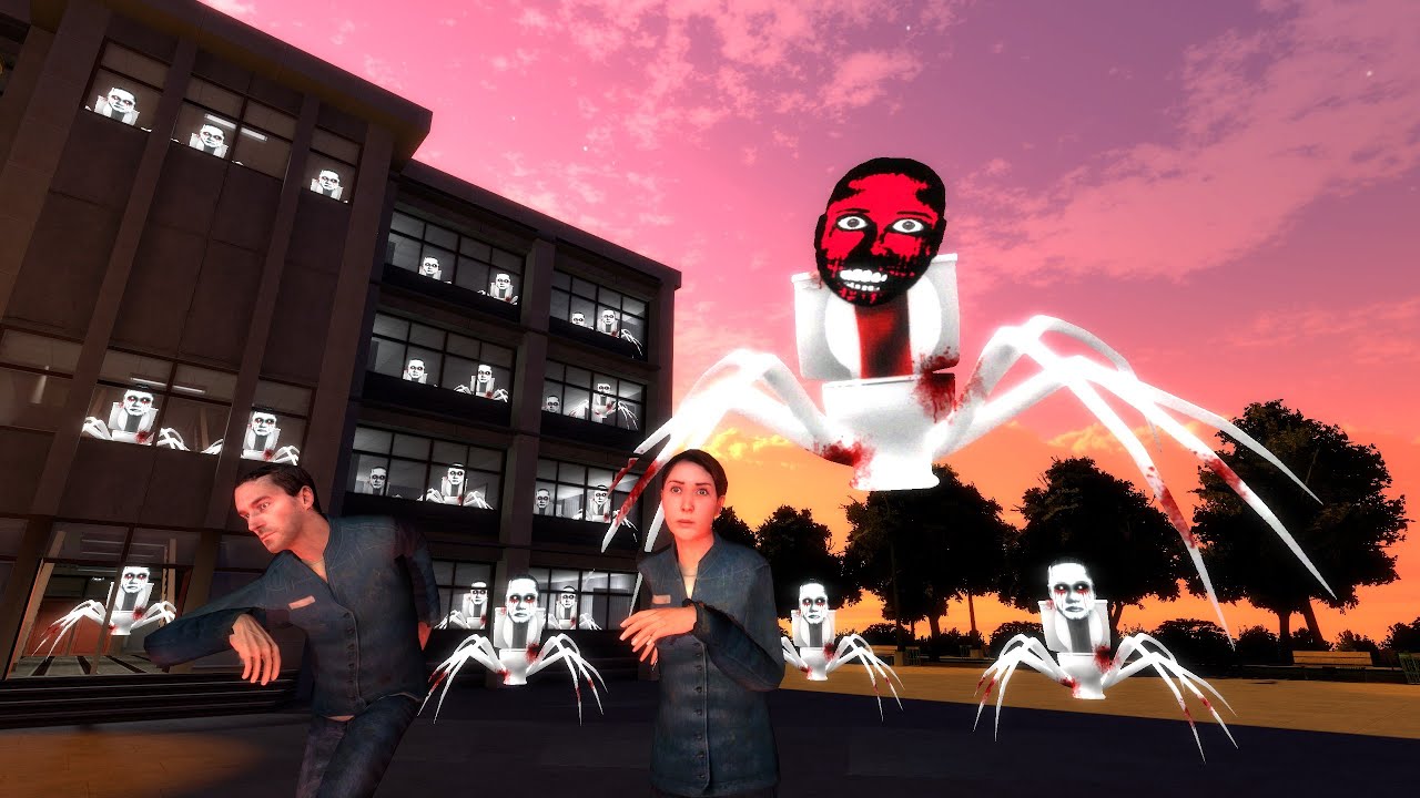 Get Out !! Horror School , Giant Selene Nightmare Spider Skibidi Toilets Family | Nextbot Chase GMOD