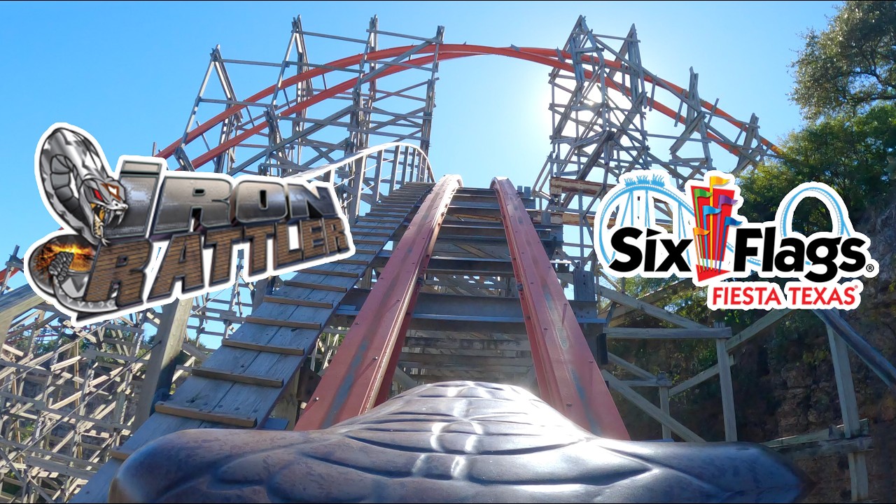 Iron Rattler Front Row POV Six Flags Fiesta Texas | The RMC Coaster Diving Off a Quarry Wall!