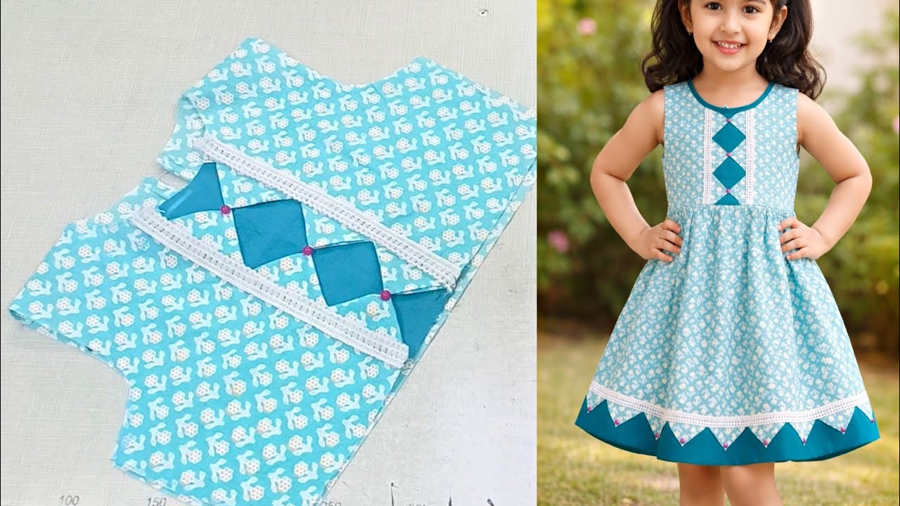 Baby sleeveless Dress cutting and stitching | 4 Yers Baby girl Frock Design | nobi Design 