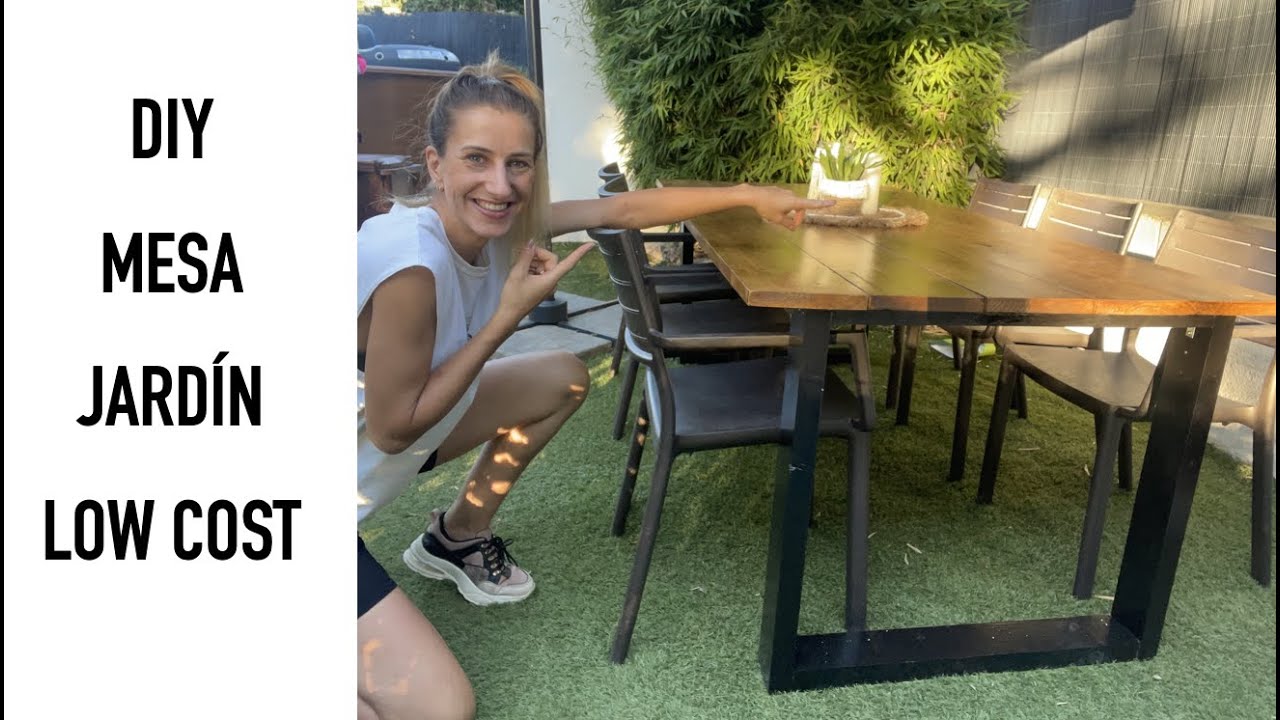 Como hacer MESA de MADERA 🪵 estilo INDUSTRIAL para el JARDÍN LOW COST por menos de 100€ 🤩