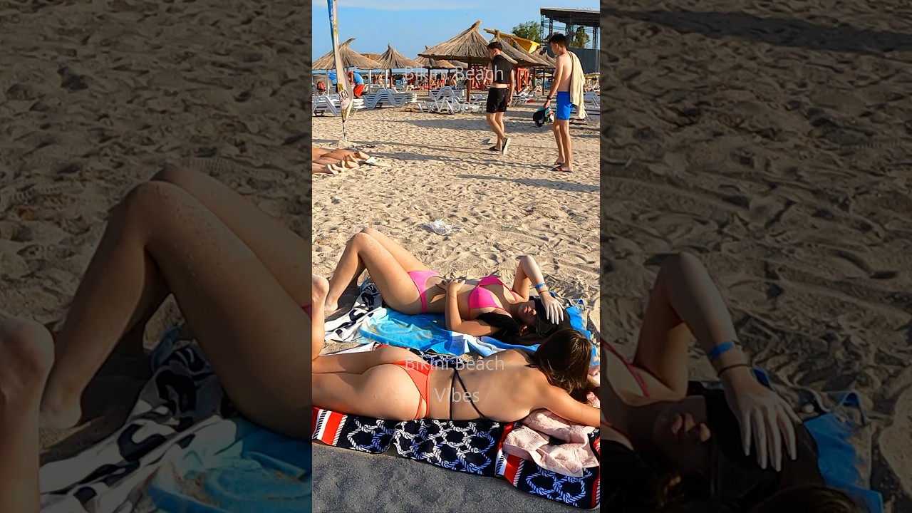 Cheeky Black & Red Bikini 👙☀️🏝️ Beach Walk 🏖️ 