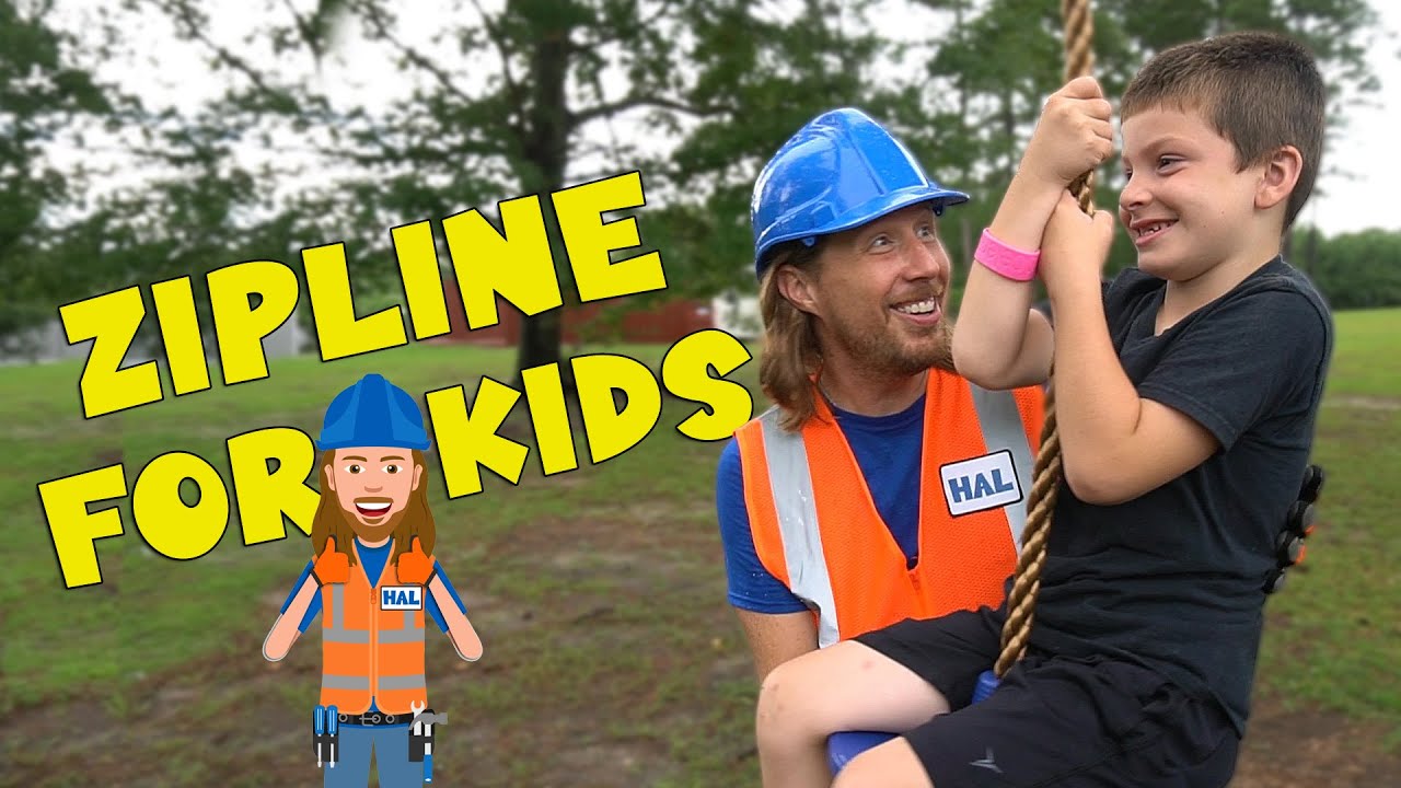 Zipline for Kids | Handyman Hal builds Fun Zip line | Handyman Hal Fun Videos for Kids