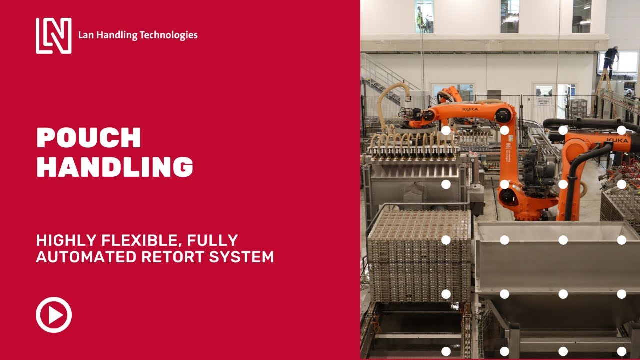 Pouch handling system - crate loading & in-line dryer