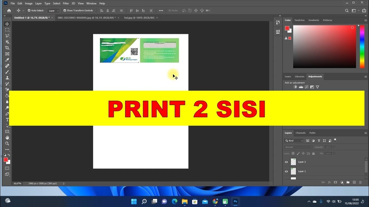 CARA MUDAH PRINT KTP BPJS ID CARD BOLAK-BALIK PAKAI PHOTOSHOP