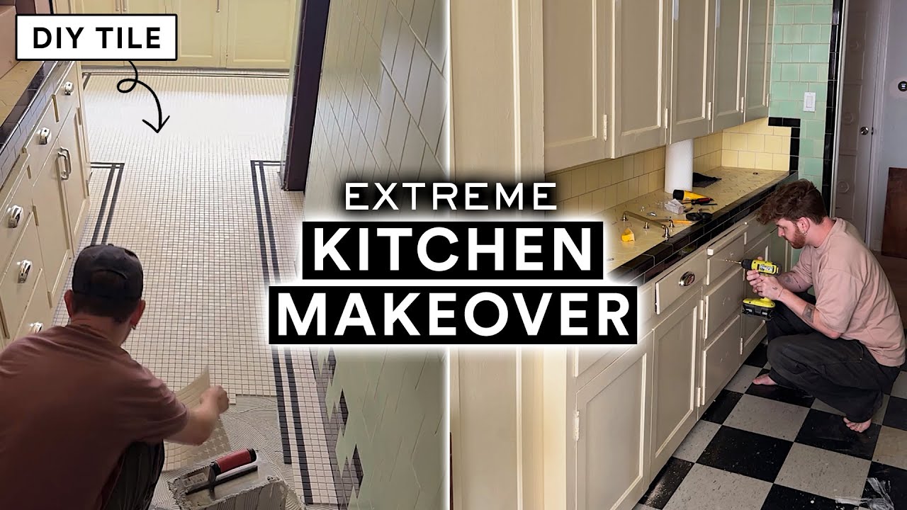 EXTREME 1920’s Kitchen Makeover 🔨 *DIY Tile Floors, Hardware & Vintage Lighting * Ep 2