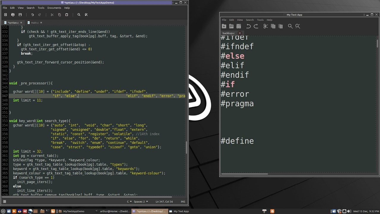 GTK GUI Highlight Pre Processor Directives