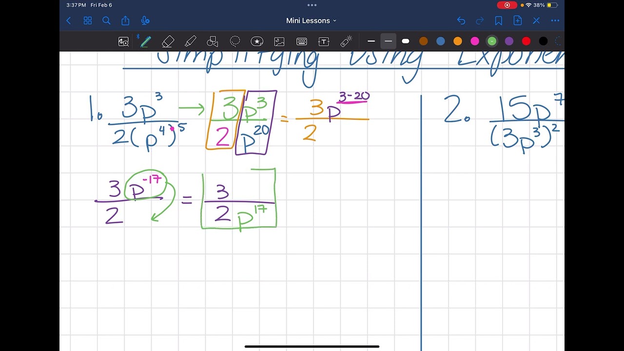 Mini lesson: Simplifying expressions with exponent rules
