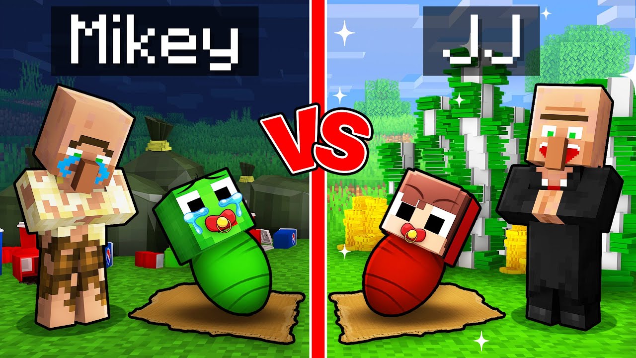 Mikey and JJ Were Adopted by POOR vs RICH Family in Minecraft (Maizen)