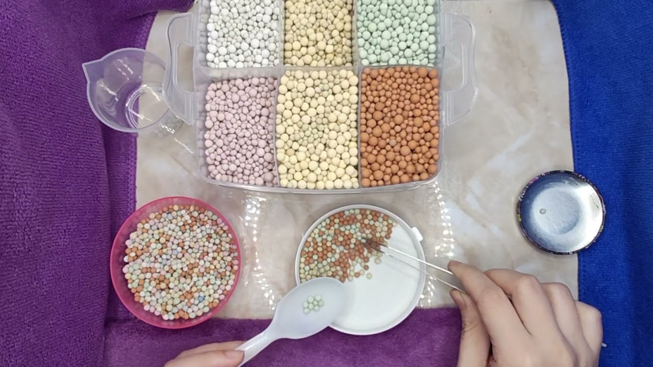 [ASMR] Classify colorful small objects/stones/glazed/ceramic balls/gravel into plastic boxes