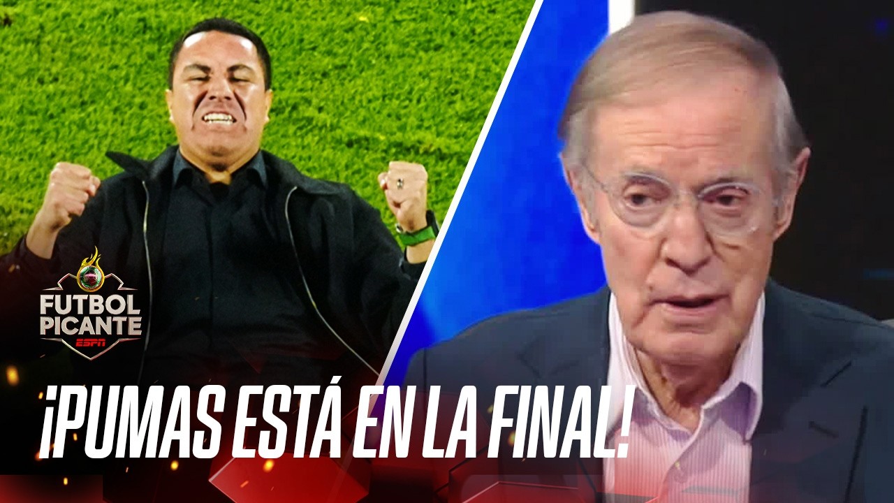 Jos&eacute; Ram&oacute;n Fern&aacute;ndez festeja el pase de PUMAS con EFRA&Iacute;N JU&Aacute;REZ a la FINAL de Liga MX