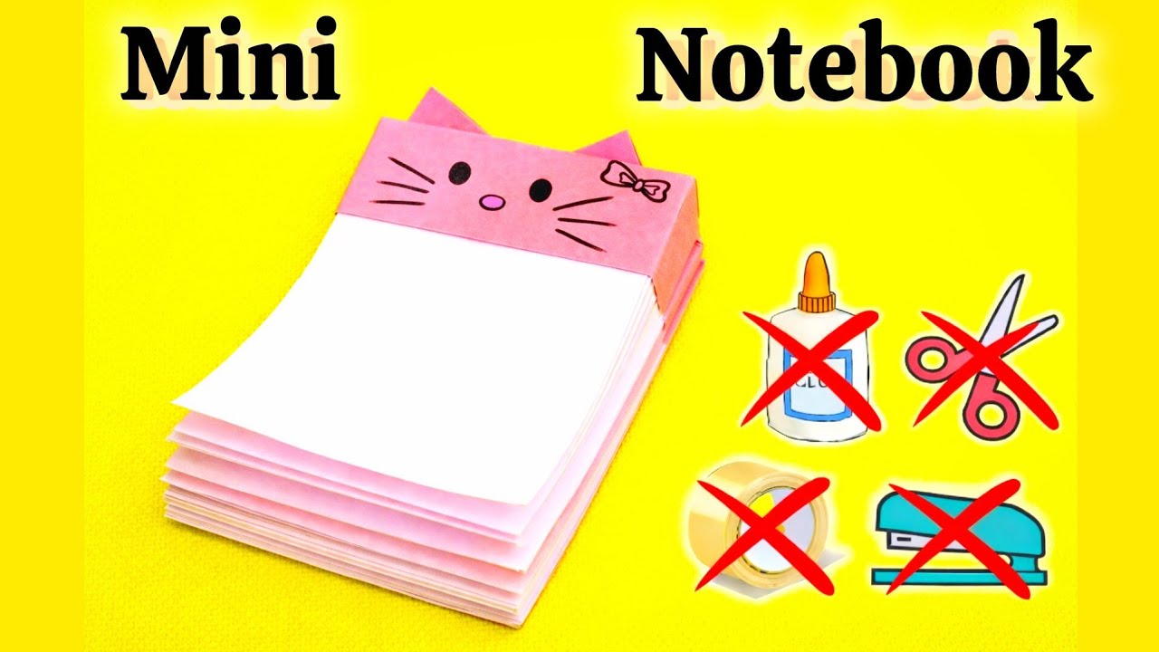 Hello Kitty Mini Notebook/DIY Mini Notepad /No glue amini Notebook /Paper craff without glue/Origami