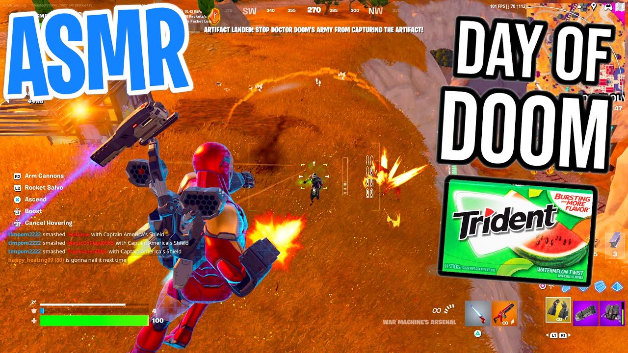 ASMR Gaming 😴 Fortnite NEW Day of Doom Mode Relaxing Gum Chewing 🎮🎧 Controller Sounds + Whispering 💤