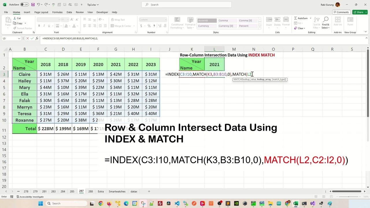 Функция Index Match &mdash; пересечение столбцов и строк &mdash; советы и рекомендации по работе с Excel.